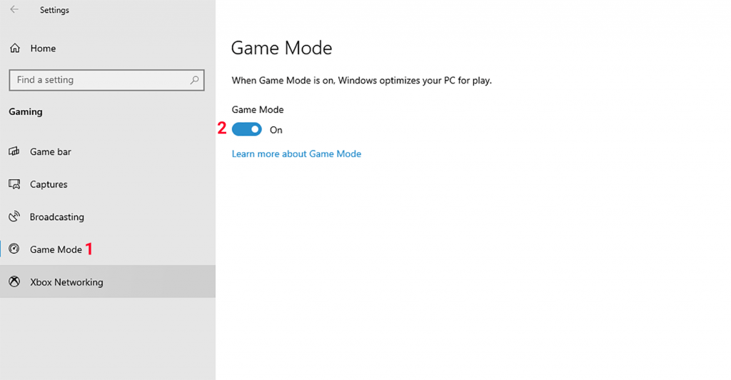 10 ترفند افزایش سرعت ویندوز در تمامی نسخههای ویندوز 2 فعال کردن Game mode در ویندوز برای بالا بردن سرعت ویندوز 10