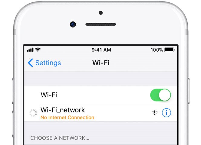 مشکل no internet access در دستگاه‌های آیفون