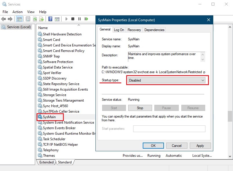 غیرفعال کردن سرویس SysMain در ویندوز