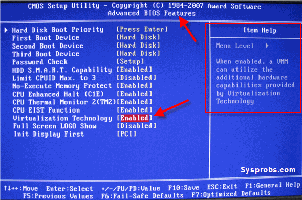 virtualization technology در BIOS (بایوس)