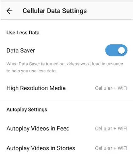 Instagram data saver