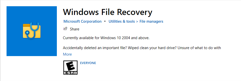 نرم‌افزار windows file recovery برای بازیابی فایل‌های حذف شده