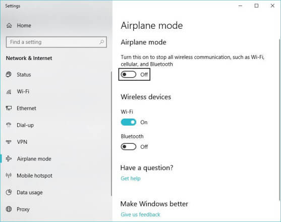 فعال کردن Airplane Mode برای افزایش طول عمر باتری لپ‌تاپ 