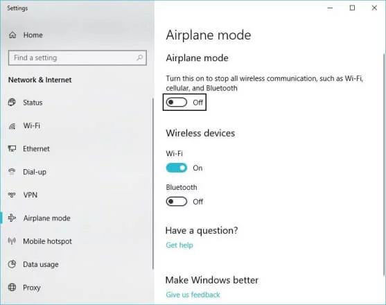 فعال کردن Airplane Mode برای افزایش طول عمر باتری لپتاپ