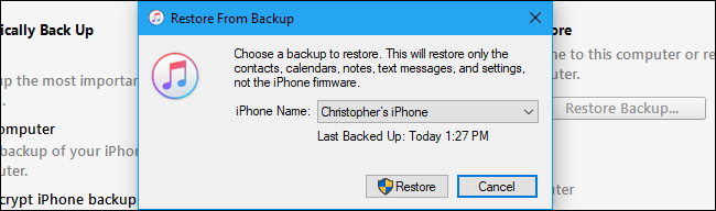 restore- from- backup -بکاپ گرفتن از آیفون توسط iTunes