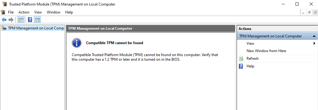 پیغام فعال نبودن TPM در سخت‌افزار کامپیوتر