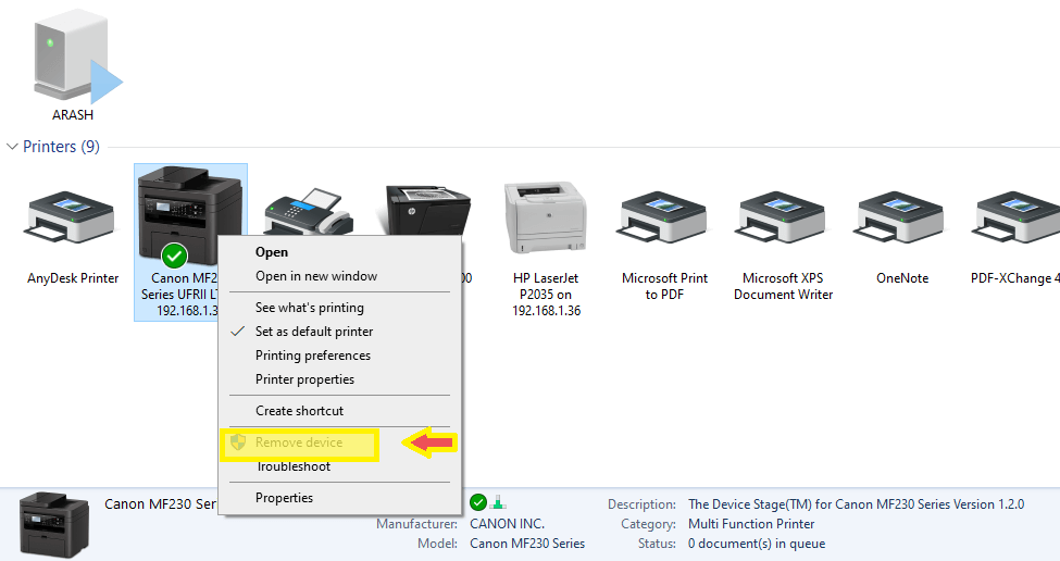 پاک کردن پرینتر برای حل ارور Windows cannot connect to the printer 