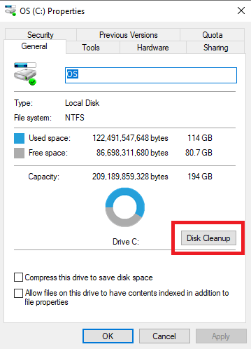 windows disk cleanup