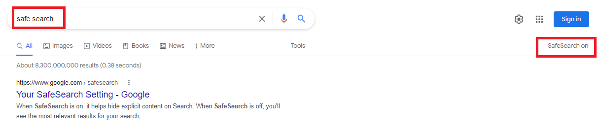 فعال بودن safe search گوگل به صورت پیش‌فرض