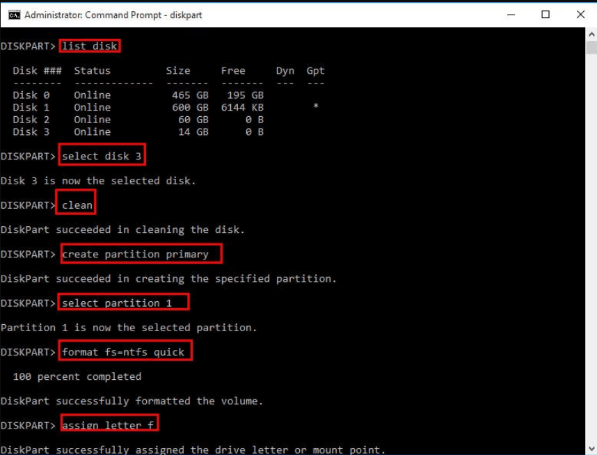 دستورات CMD برای فرمت فلش