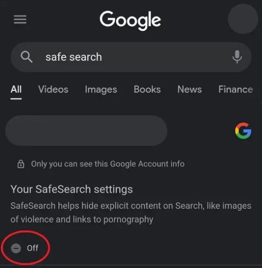 خاموش بودن Safe Search