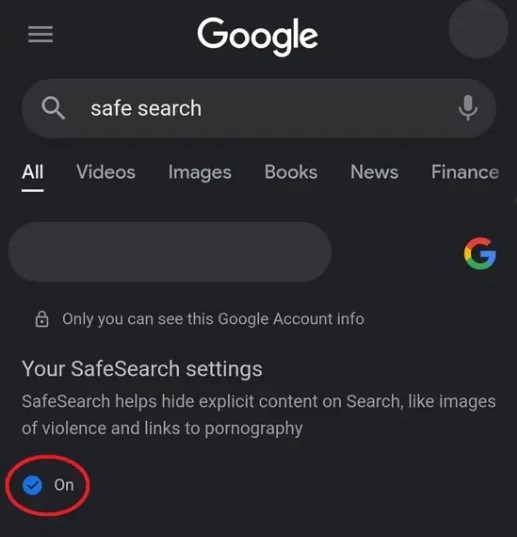 فعال بودن Safe Search