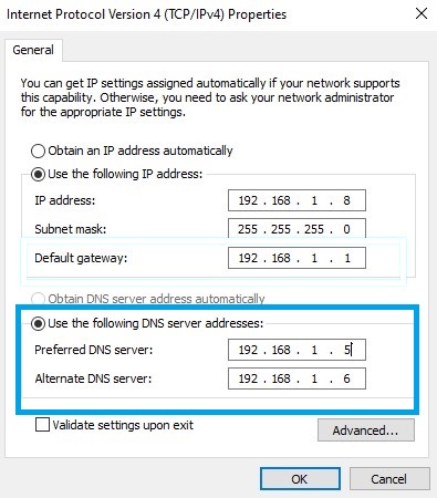 تنظیمات DNS در ویندوز