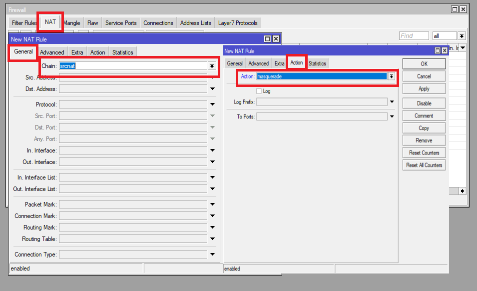 تنظیمات source NAT در میکروتیک